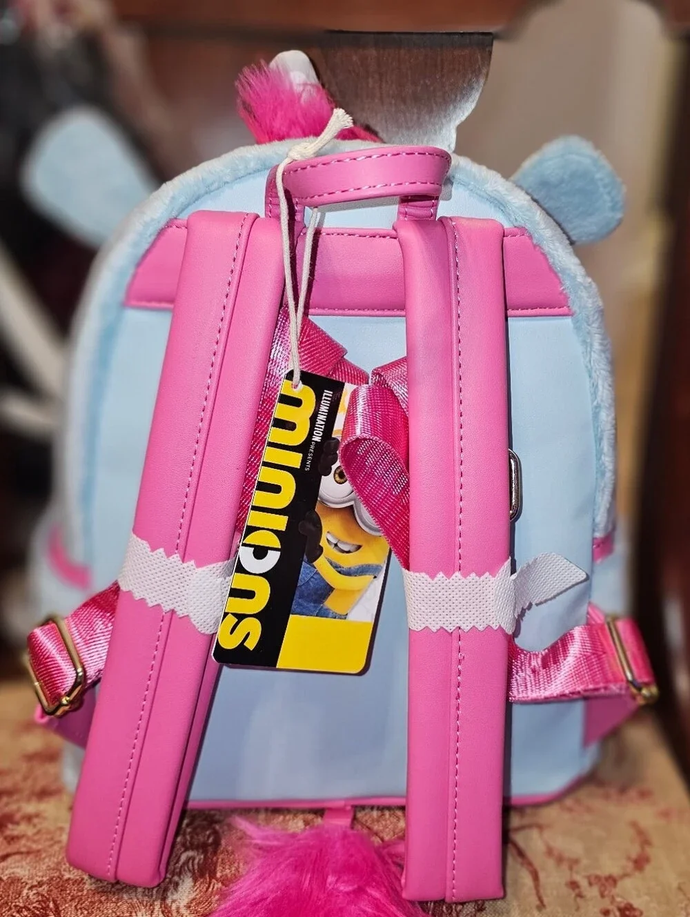 Plush Unicorn Minion Backpack - Light Blue & Pink